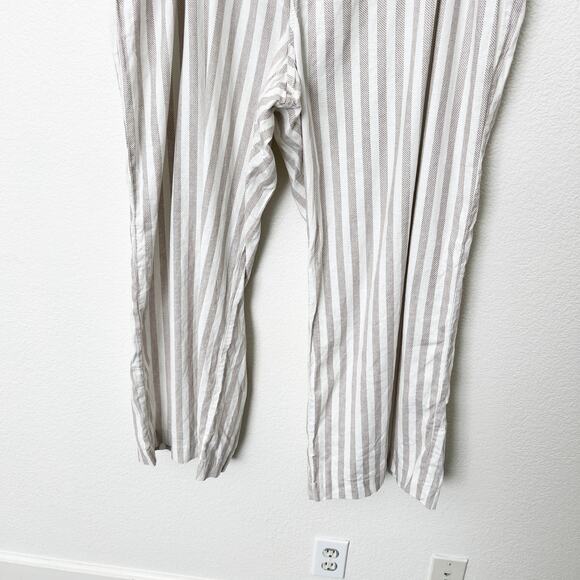 [Torrid] Tan Cream Linen Blend Striped Wide Leg Pants High Rise Casual Size 24 - Picture 8 of 12